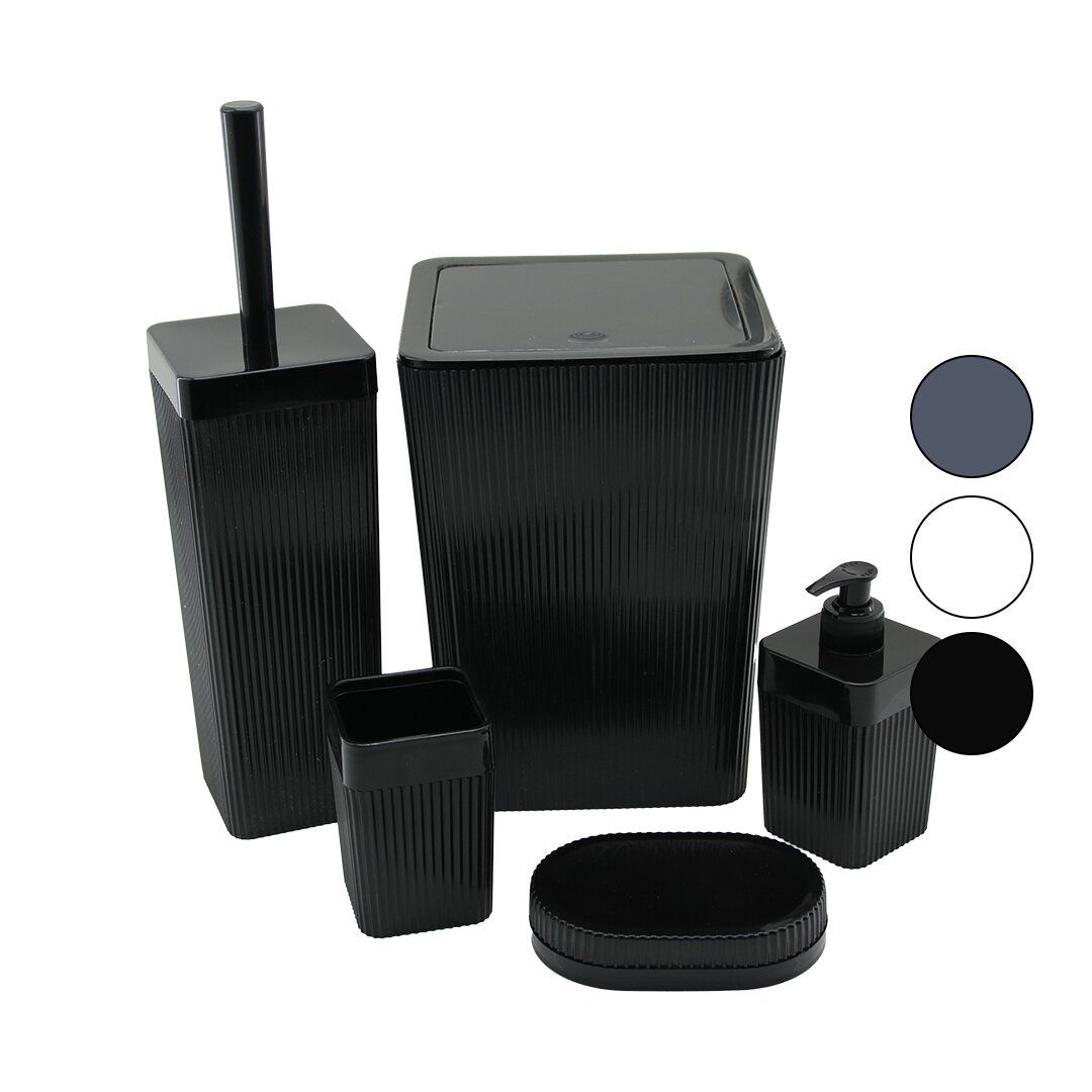 VİALEX COLUMB DVM PLS.ELEGANCE ( 5PCS ) BANYO SETİ ( ÇÖP KOVA & WC FIRÇA & 2PCS SABUNLUK & D.FIRÇALIK ) MİX KOLİ*6=K