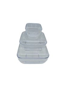 (    ) CRYSTAL WARE F-406 ( 3PCS SET ) ( KARE & 5250ML ) SAKLAMA KABI ( MİKA & KRİSTAL PLASTİK )*12=K