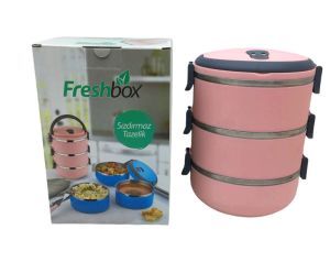 FRESHBOX ( AÇIK PEMBE ) ( 3LÜ ) SEFER TASI SAKLAMA KABI ( 1.8LT )*24