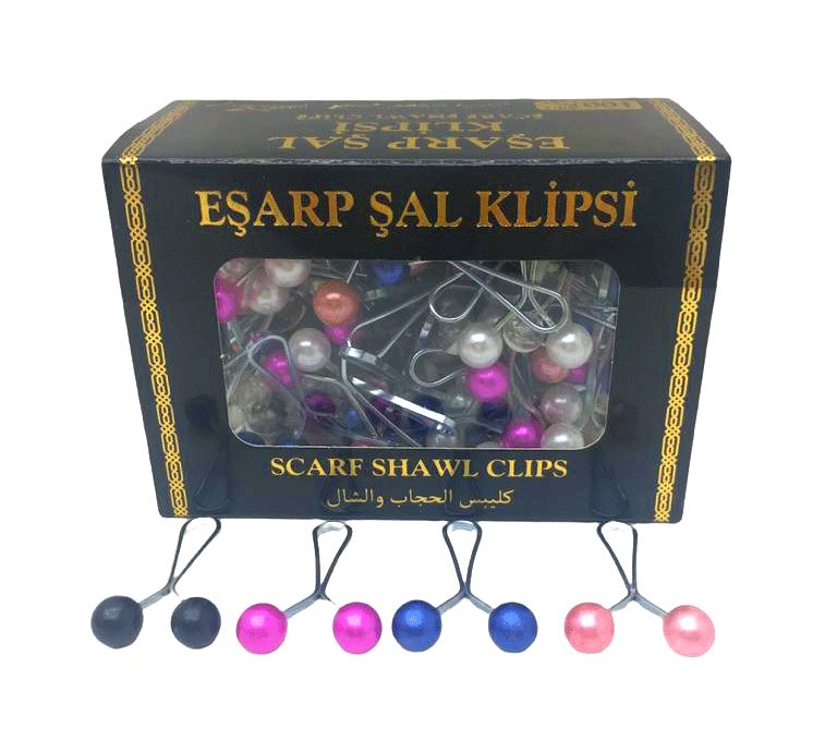 İBİCO ( ŞK-150 ) SCARF SHAWL ( BONCUKLU ) ( RENKLİ &TEK RENK ) ( 100PCS ) EŞARP BAŞÖRTÜ & ŞAL KLİPSİ*100