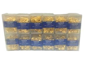 TAKSUN SAFETY PINS-968 ( SARI GOLD ) ( 50PCS.PLS.KUTU ) (NO-00'') MİNİ ÇENGELLİ İĞNE*36X40