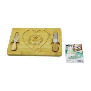 İBİCO İ22-236 (KALPLİ) (BIÇAK SAĞ-SOL)(AHŞAP BAMBU) KAHVALTI PEYNİR SUNUM PANO(2 BIÇAK=AHŞAP SAP)(19X29X1.5CM )*24