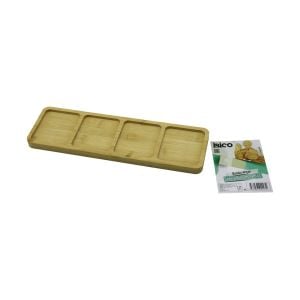 İBİCO İ22-227 ( DİKDÖRTGEN ) ( 4 BÖLMELİ ) AHŞAP BAMBU SERVİS SUNUM TEPSİ & TAHTASI ( MİNİ TEPSİ ) ( 33 X 10 X 1.4CM )*48