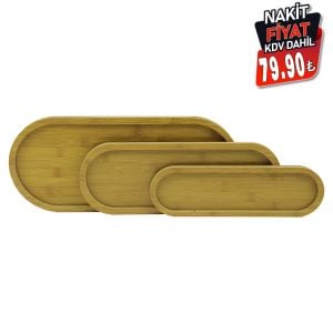 PABLITO HOME PBT-317 ( DİKDÖRTGEN ) ( OVAL KENAR ) ( 3 BOY ) (AHŞAP MDF) SUNUM TEPSİ SETİ ( 10 X 33.3 -14.5 X 39 -19 X 45CM )*24=K                     qwe1