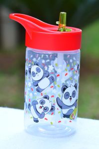 430 cc Sevimli Panda Desenli, Katlanabilir Pipetli Suluk ve Matara 3 Renk Karışık Koli x24
