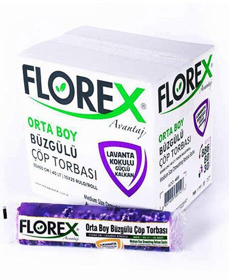 FLOREX-403 AVANTAJ ( LAVANTA KOKULU ) ( BÜZGÜLÜ ) ( ORTA ) ( 10PCS ) 55X60CM ÇÖP TORBA*25=K