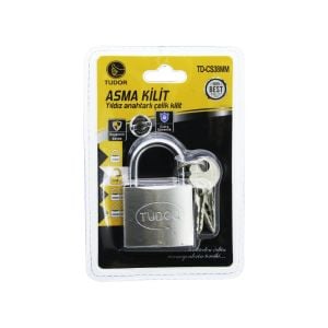 TUDOR TD-CS38MM (VAKUMLU) (YILDIZ & ÇİVİ ANAHTARLI) ( 38MM & GRİ ) ( KISA KANCALI ) ÇELİK ASMA KİLİT*12X20