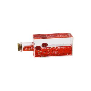 İBİCO İ12-057 (KIRMIZI SU) (KALP & YILDIZ) (DİKDÖRTGEN MİKA ŞİŞE) YÜZEN BATMAYAN (DEKORATİF BİBLO AKVARYUM)(4.2X6.4X17CM)*48
