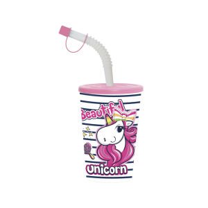 340 CC KÖRÜKLÜ PIPETLI UNİCORN BARDAK *36