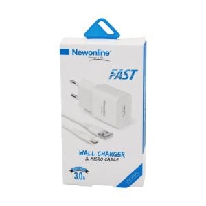 NUMUNE YENİ NEWONLİNE WALL CHARGER NW-USBTOM-SET ( USB & MİKRO ) EV BAŞLIK & KABLO SET ( HIZLI ) ( 3.0A )*100