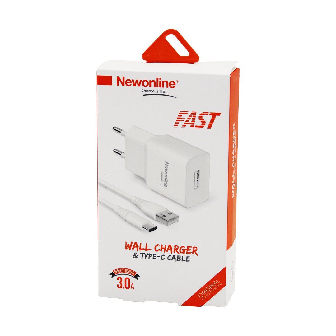 NEWONLİNE WALL CHARGER NW-USBTOC-SET ( USB TO=( TYPE-C ) EV BAŞLIK & KABLO SET ( HIZLI ) ( 3.0A )*100
