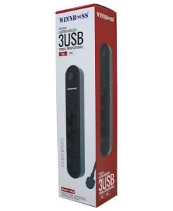 WINBOSS-3402 TERMAL AKIM KORUMALI ( 4LÜ PRİZ ) ( 3XUSB ) ( 2MT ) ANAHTARLI UZATMA KABLO SİYAH ( 10A & 2500W )*40