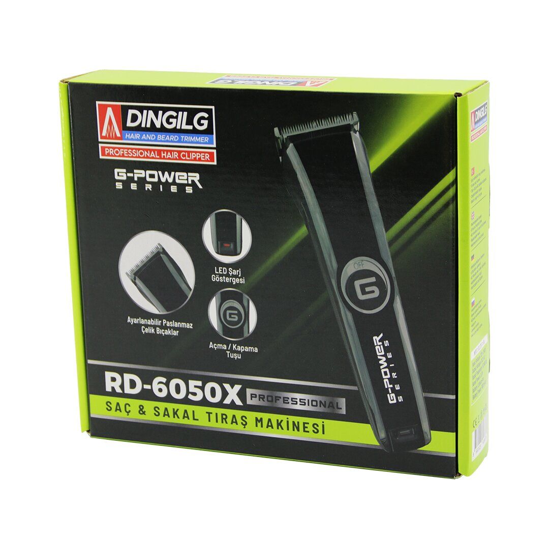 DINGILG RD-6050X (G-POWER) (G-PLUS) SAÇ SAKAL KESME & TRAŞ MAKİNESİ (FİŞ ŞARJLI=LED GÖSTERGE) (AYARLI BIÇAK=0.1-05MM)*48