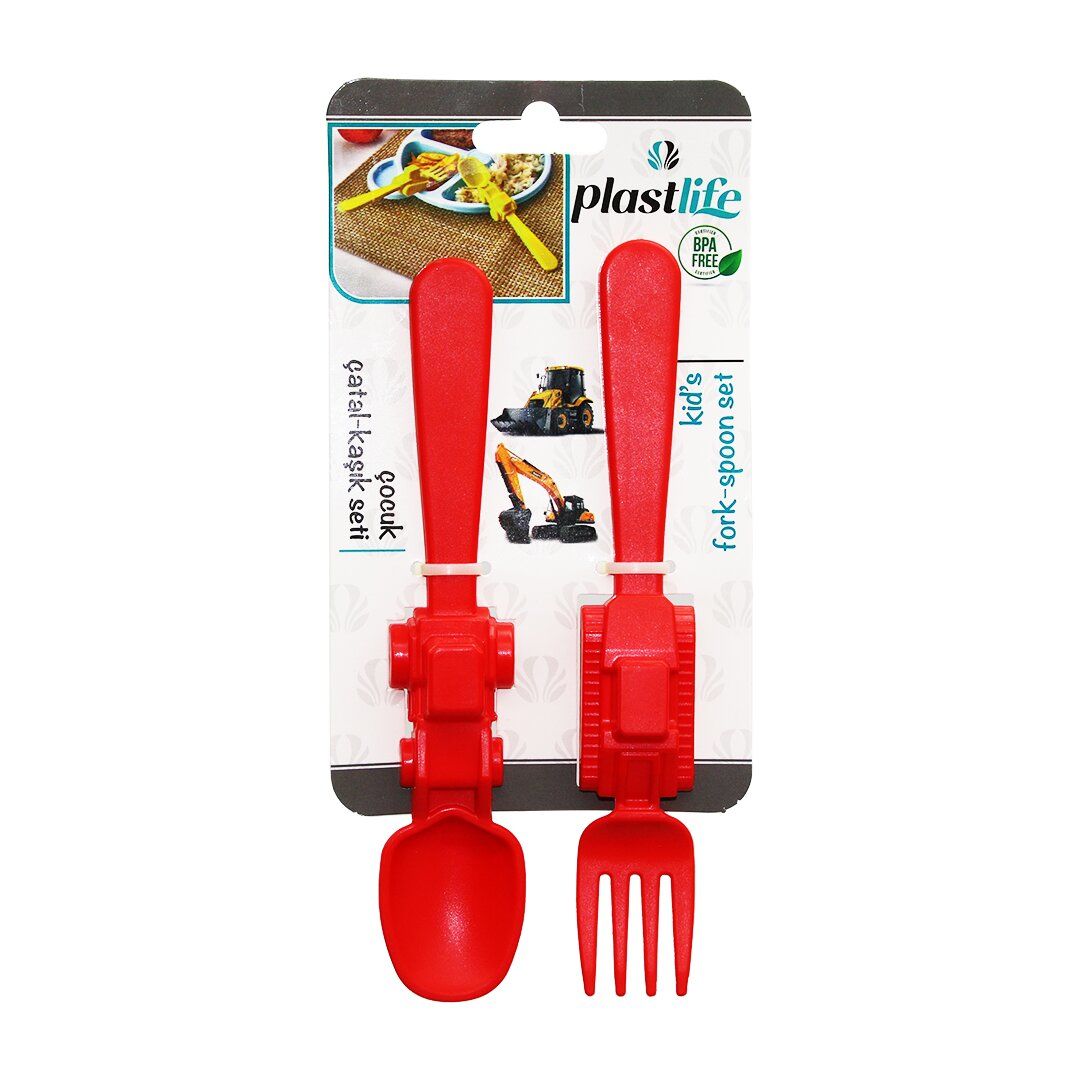 PLASTLİFE KP-146 ARAÇ FİGÜRLÜ PLASTİK ÇOCUK ÇATAL & KAŞIK SETİ*60