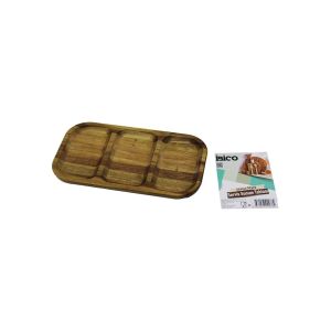 İBİCO İ22-278 ( AKASYA ) ( DİKDÖRTGEN ) ( 3 BÖLMELİ=2+1 ) AHŞAP SERVİS SUNUM TEPSİ & TAHTASI ( 25 X 14 X 1.4CM*50