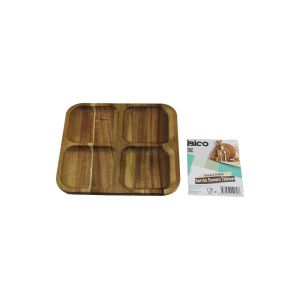 İBİCO İ22-280 ( AKASYA ) ( KARE ) ( 4 BÖLMELİ ) AHŞAP SERVİS SUNUM TEPSİ & TAHTASI ( 20 X 1.4CM )*50