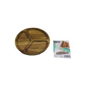 İBİCO İ22-281 ( AKASYA ) ( YUVARLAK ) ( 3 BÖLMELİ ) AHŞAP SERVİS SUNUM TEPSİ & TAHTASI ( 20 X 1.4CM )*50