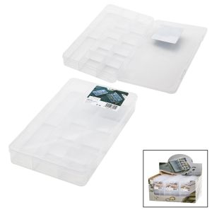 HOMEU HMU-005 ( BÜYÜK=15X26CM ) ( 10+2 BÖLMELİ & ŞEFFAF ) PLASTİK KUTU ( TAKI ORGANİZERİ & ÇOK AMAÇLI )*24=K