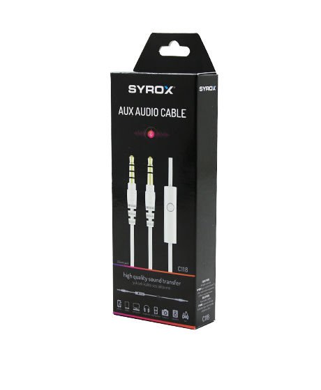 SYROX C118 MİKROFONLU AUX AUDIO KABLO 1.5MT*320