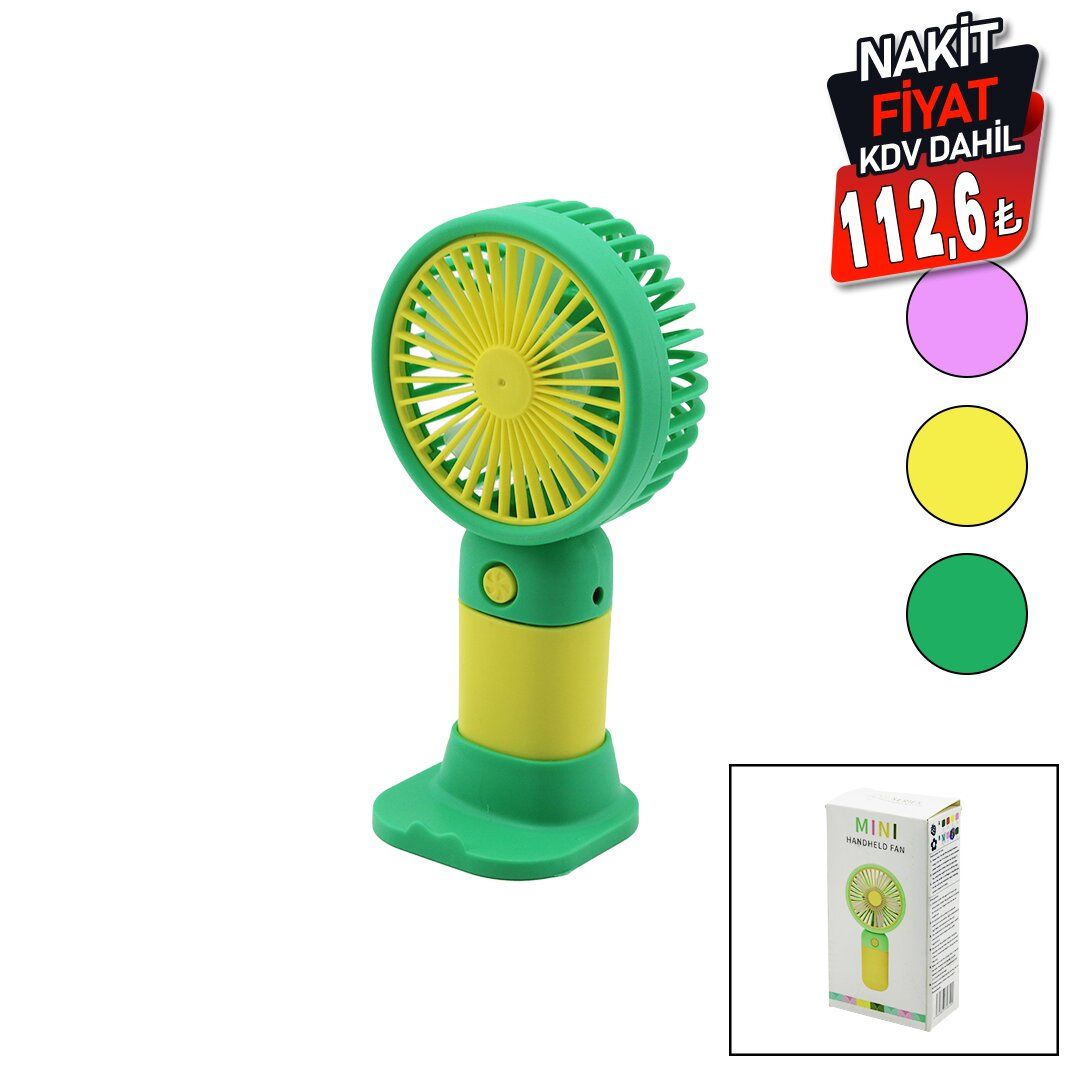 MINI HANDHELD (USB ŞARJ) MİNİ EL FANI (ÇAP:7.7CM & Y:15CM) (SABİT BAŞLIK) (TELEFONLUKLU M.ÜSTÜ AYAK)(BRKT-726492-726539)*240                     qwe5