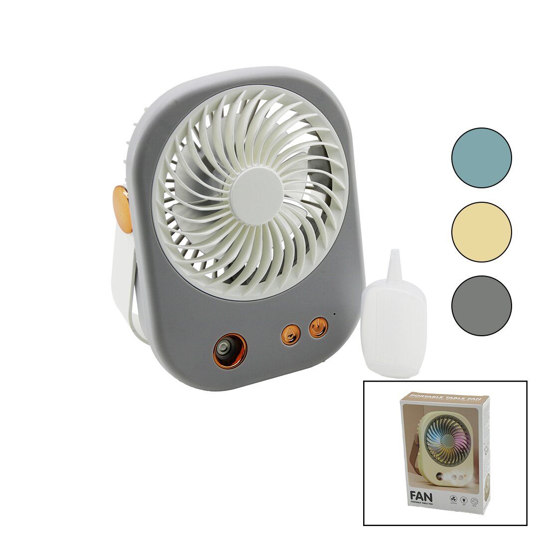 HASUBA HS-284 BJJ-566 (SU SPREYLİ) (USB MİNİ FAN) (15.5X12CM) MASA ÜSTÜ (USB ŞARJLI) (2İN1 KULP=TAŞIMA & DURUŞ) (3 KADEME HIZ)*120