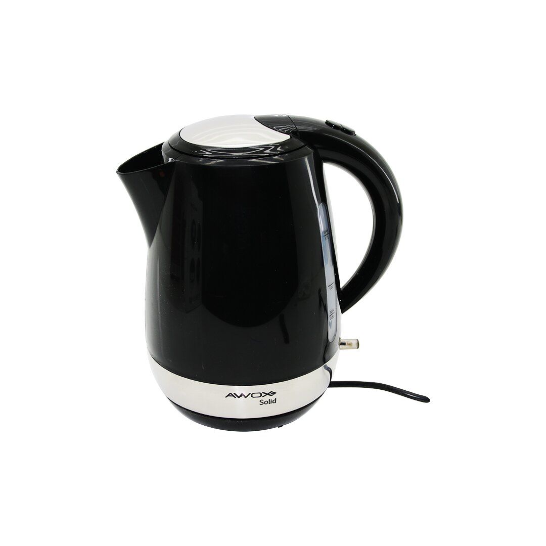 AWOX (SİYAH) (SOLİD) KETTLE SU ISITICISI (1.7LT) (2000W) (SU GÖSTERGE) (360° GÖVDE=KROM KAPLI TABAN) (GİZLİ REZİSTANS)*16