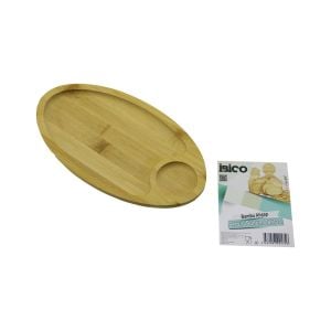 İBİCO İ22-175 ( OVAL ) ( 2 BÖLMELİ=1+1 ) AHŞAP BAMBU SERVİS SUNUM TEPSİ & TAHTASI ( MİNİ TEPSİ ) ( 25 X 14 X 1.4CM )*36