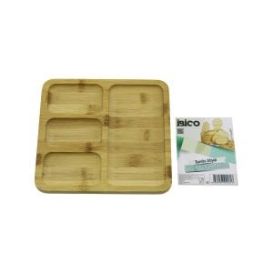 İBİCO İ22-181 ( KARE ) ( 4 BÖLMELİ=3+1 ) AHŞAP BAMBU SERVİS SUNUM TEPSİ & TAHTASI ( 20 X 20 X 1.4CM )*36