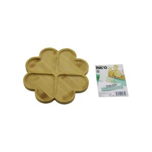 İBİCO İ22-185 ( YUVARLAK ) ( 4 KALP BÖLMELİ ) AHŞAP BAMBU SERVİS SUNUM TEPSİ & TAHTASI ( 21 X 1.4CM )*36