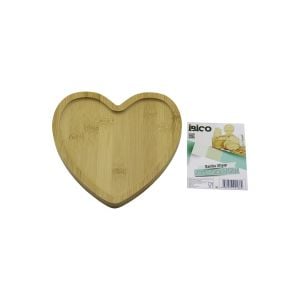 İBİCO İ22-186 ( KALP MODEL ) AHŞAP BAMBU SERVİS SUNUM TEPSİ & TAHTASI ( 20.5 X 19.5 X 1.4CM )*36