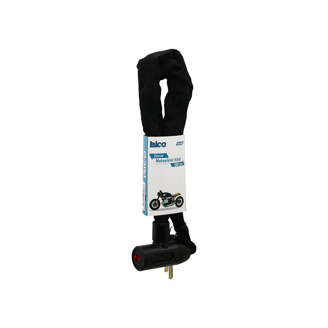 İBİCO İ18-063 ( ZİNCİRLİ ) ( ANAHTARLI )  MOTOR & BİSİKLET KİLİT ( BEZ KILIFLI ) ( AÇ-KAPA KİLİT KAPAK ) ( 100CM )*60