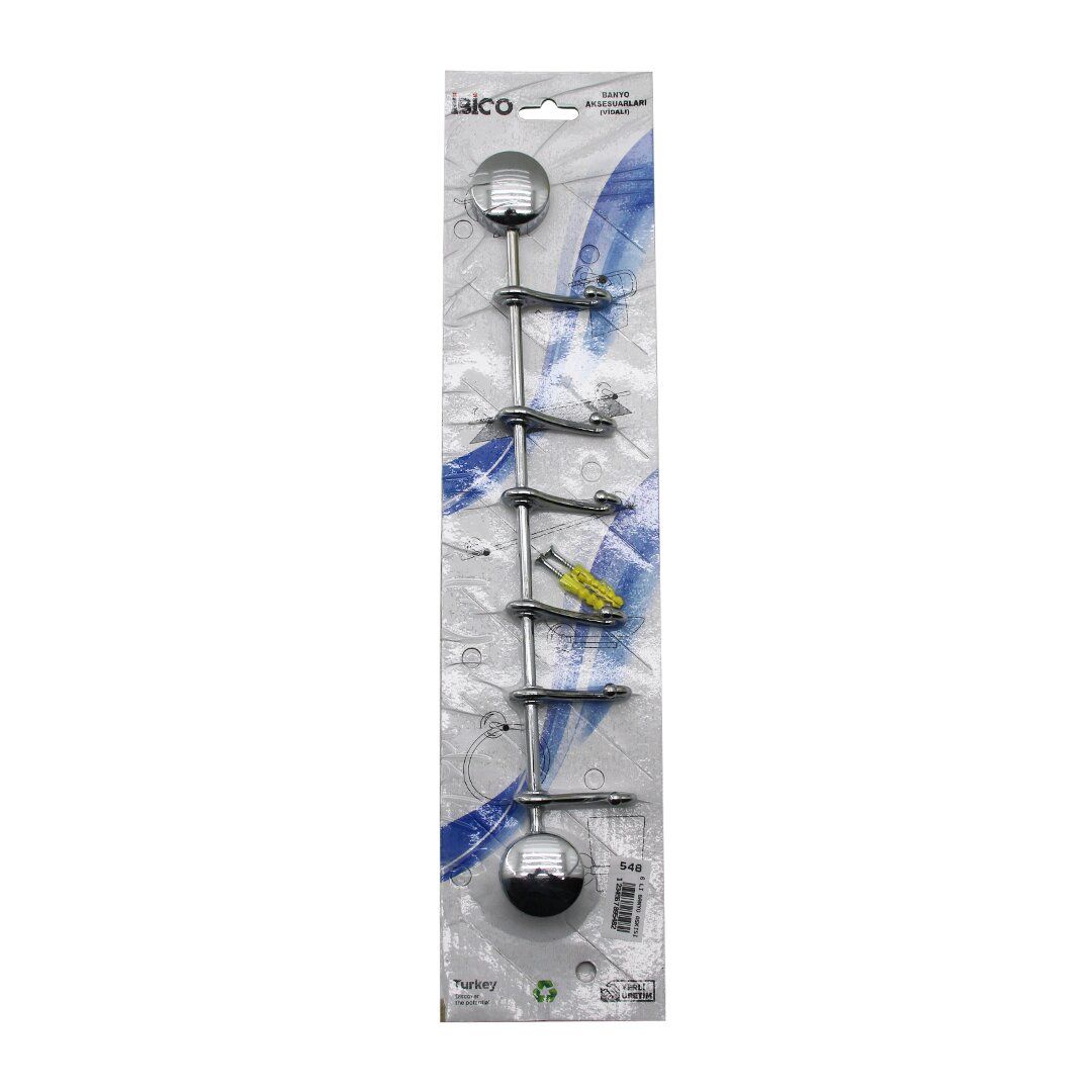 İBİCO BANYO BNY-548 ( 6 KOLLU ) ( KROM ) BANYO ASKISI ( PLASTİK KOL ) ( VİDALI MONTAJ )*50