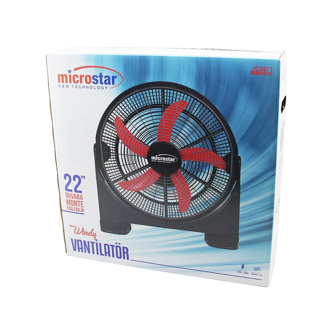 MİCROSTAR HC-1045 (WİNDY) (22'' İNÇ=55CM) (FAN) VANTİLATÖR (2İN1=MASA ALTI & DUVARA MONTE) (70W) (180°) (3-KDM.HIZ) (5-PLS.KNT)*1