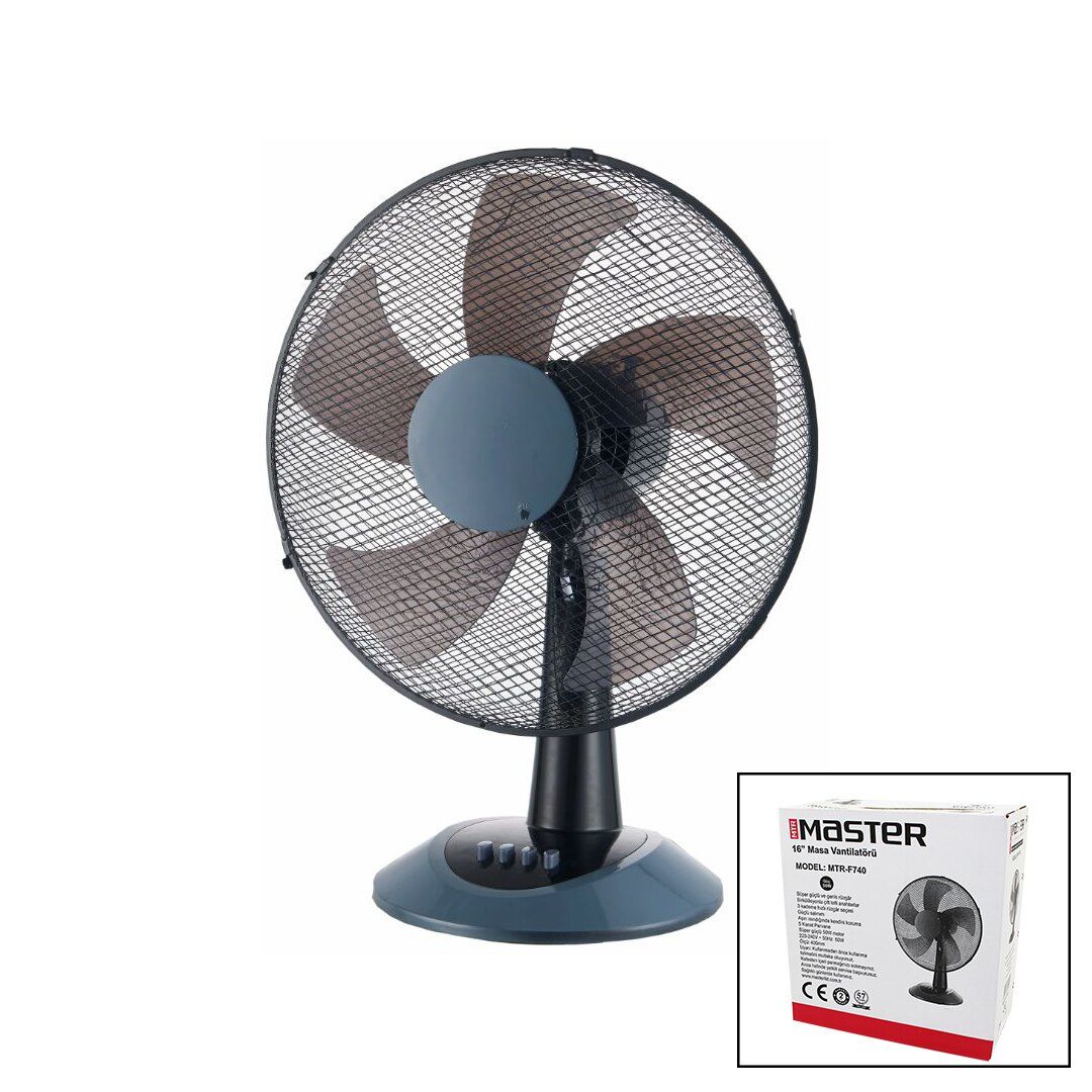 MASTER MTR-F740 ( 16'' İNÇ ) MASA ÜSTÜ VANTİLATÖR ( 50W ) ( 5 KANAT & 3 KADEME HIZ & ÇAP: 40CM )*2X3
