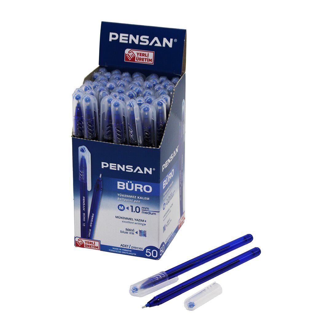 PENSAN BÜRO ( MAVİ ) TÜKENMEZ KALEM ( M-MEDİUM & 1.0MM UÇ )*50X40