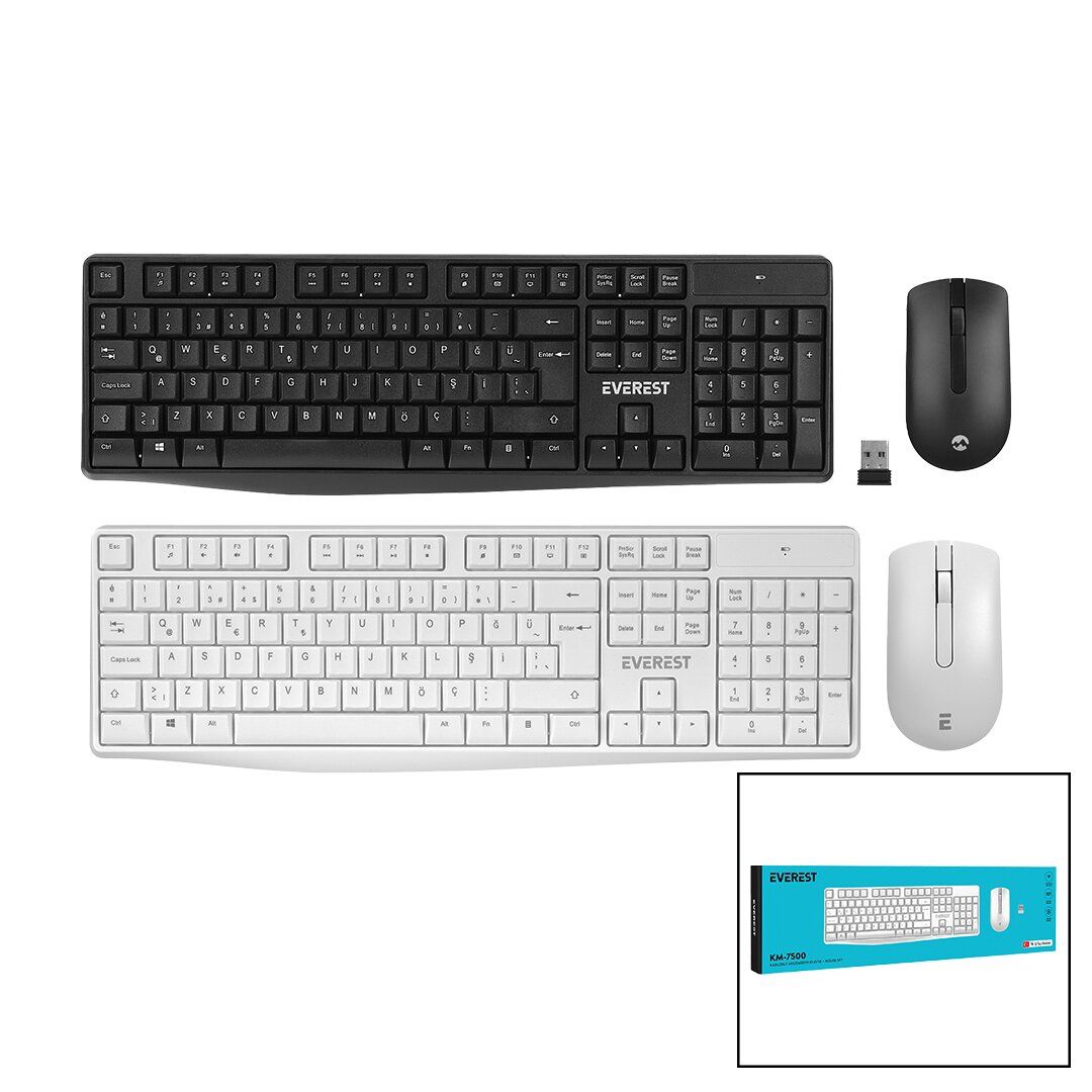 EVEREST KM-7500 ( KABLOSUZ ) MULTİMEDİA ( KLAVYE & MOUSE ) SETİ  ( Q KALVYE )*40