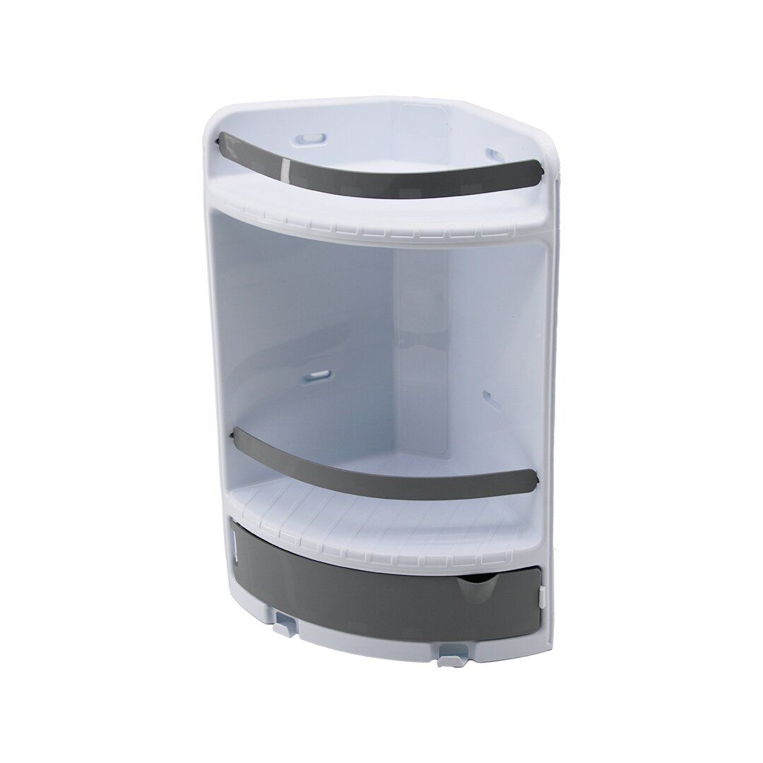 QLUX L-00289 ( ÇEKMECELİ ) ( 3 KATLI ) ( 3GEN ) ( 37X28X18X18CM ) BANYO KÖŞESİ ( PLASTİK ) ( VİDALI MONTAJ )*8=K