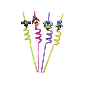DMR-4678 ( 4PCS ) (KIVRIMLI & RENKLİ PLASTİK) PİPET (FİGÜRLÜ=HAYVAN & MEYVE & ÇOCUK & GÖKKUŞAĞI & OYUN KOLU & TETRİS & DONUT)*240