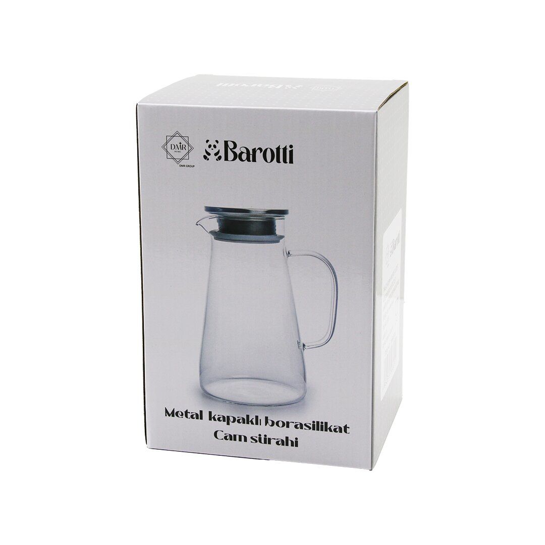 BAROTTİ DMR-8763 ( GENİŞ TABAN=1450ML ) (METAL KAPAK& SİLİKON CONTA) ( CAM ) ( BOROSİLİKAT= ISIYA DAYANIKLI ) SÜRAHİ*12=K