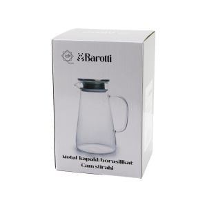 BAROTTİ DMR-8763 ( GENİŞ TABAN=1450ML ) (METAL KAPAK& SİLİKON CONTA) ( CAM ) ( BOROSİLİKAT= ISIYA DAYANIKLI ) SÜRAHİ*12=K