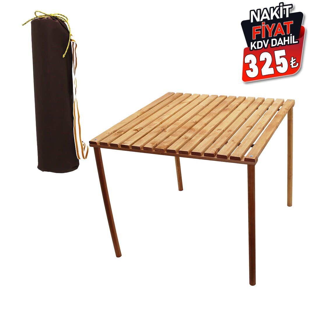 KRT-1033 ( KATLANABİLİR ) AHŞAP KAMP MASASI ( VİDALI AYAK ) ( BEZ ÇANTA=TAŞIMA ASKILI ) ( 59 X 57CM ) ( AYAK=49CM )*6