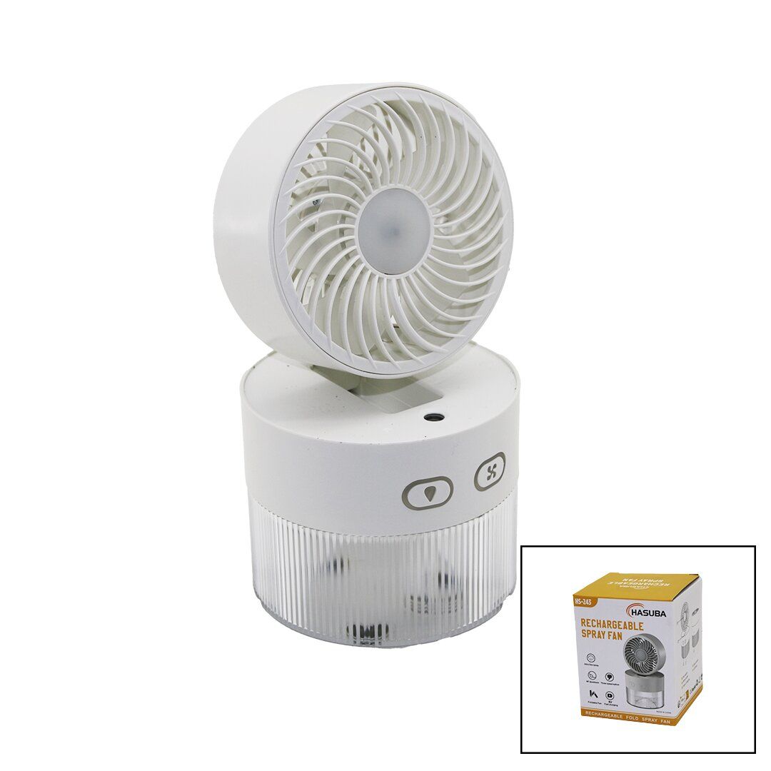HASUBA HS-243 ( SU SPREYLİ ) (KATLANIR BAŞLIK & 90°) (IŞIKLI) (USB MİNİ FAN) (ÇAP=11.2CM & Y:13.5-20.5CM) (3 KADEME HIZ ) (350ML)*60
