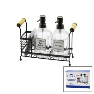 IVORY IVO-SB101 ( METAL STANDLI )  ( 4PCS ) ( CAM SIVI SABUNLUK & DETERJANLIK=2X500ML & SÜNGER ) TEMİZLİK SETİ*24