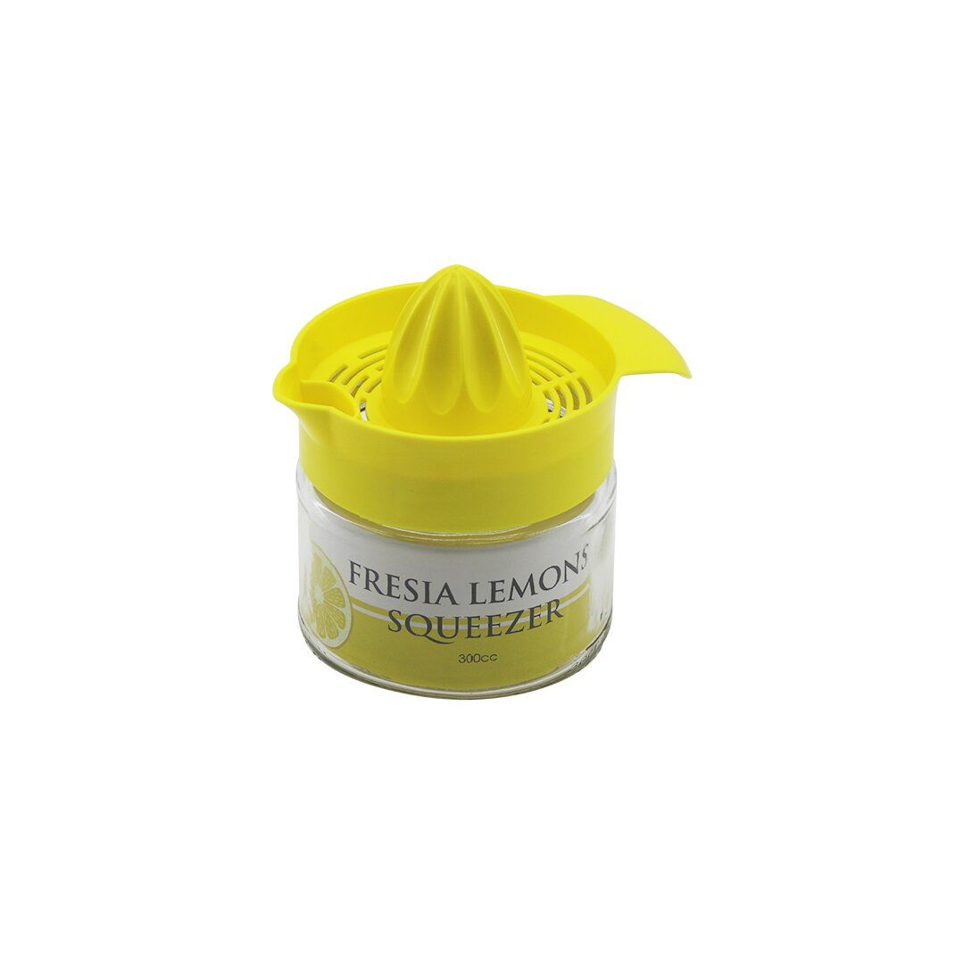 QLUX C-00135 FRESIA ( 300CC ) ( SADE CAM HAZNELİ ) LİMON SIKACAK ( SARI PLASTİK SIKACAK & KULP )*12=K