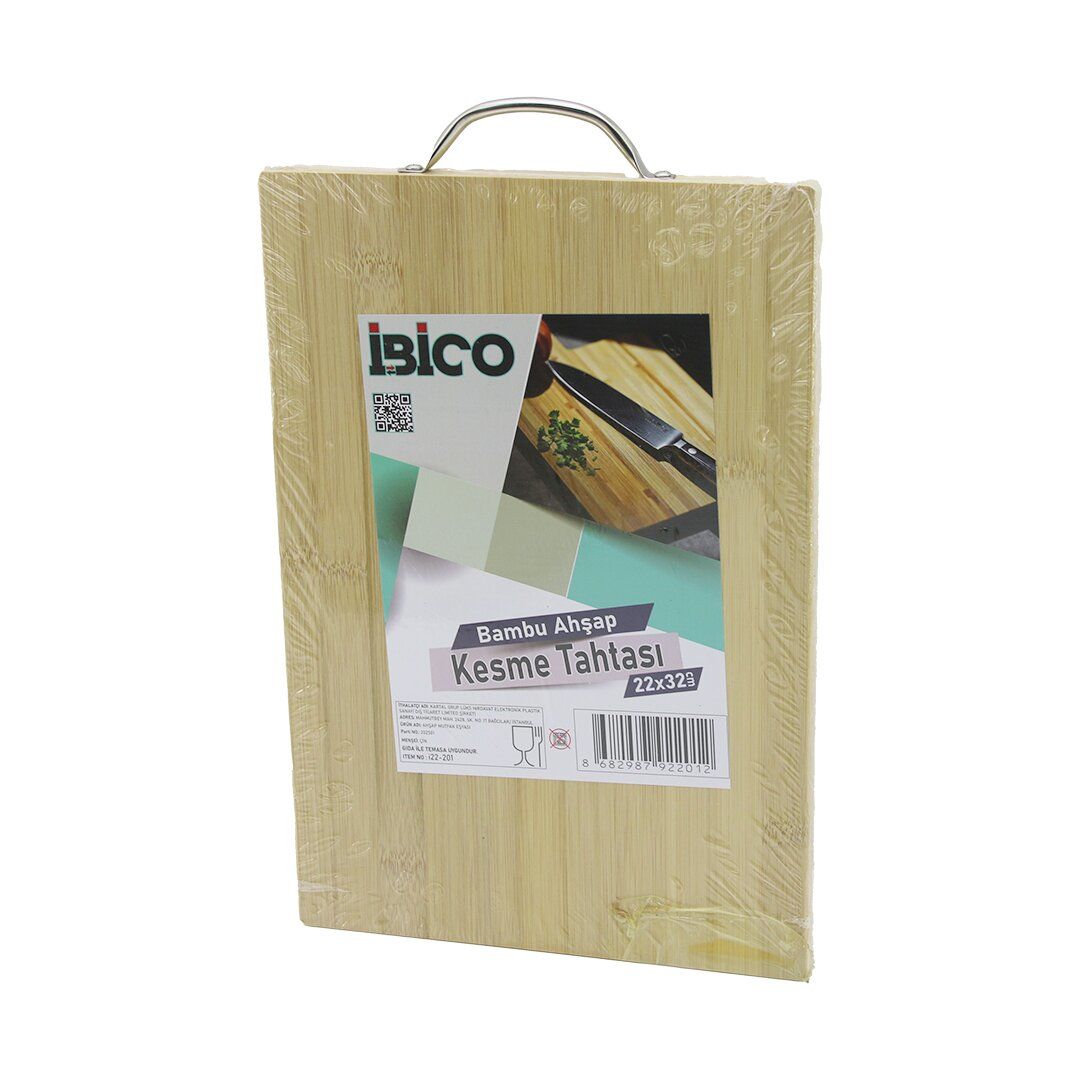 İBİCO İ22-201 ( 22X32 X 1.7CM ) LUX AHŞAP BAMBU KESİM PANOSU & KESME TAHTASI ( METAL KULPLU )*30