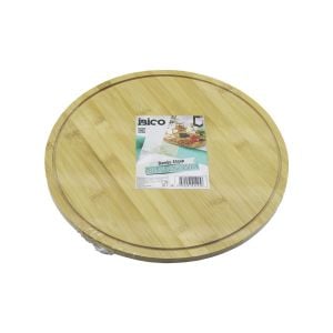 İBİCO İ22-225 ( YUVARLAK=29.7CM ) ( DÖNER TABLALI ) AHŞAP BAMBU SUNUM TEPSİSİ TAHTASI & MİNİ SOFRA ( KANALLI KENAR )*24