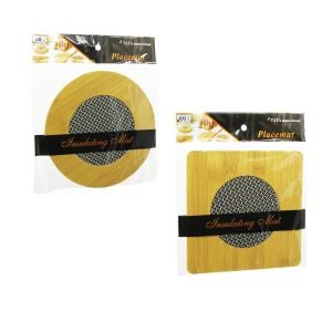 İBİCO İ22-248 TATA ( PVC PLASTİK & ÖRGÜ DESEN GÖBEKLİ) (AHŞAP & BAMBU) NİHALE (MİX ŞEKİL= YUVARLAK=16.5CM & KARE=16.5X16.5CM)*24X12