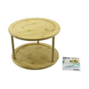 İBİCO İ22-250 ( 2 KATLI ) ( YUVARLAK=24.5CM ) ( DÖNER TABLALI ) AHŞAP BAMBU SUNUM TEPSİSİ & MİNİ SOFRA*20