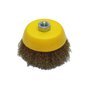 ŞAHİN TOOLS ŞHT-013 ( 4'' & 100MM ) (M14) SAÇAKLI ÇANAK FIRÇA (PİRİNÇ KAPLI ÇELİK TEL) (PAS & KOROZYON GİDERME)*60