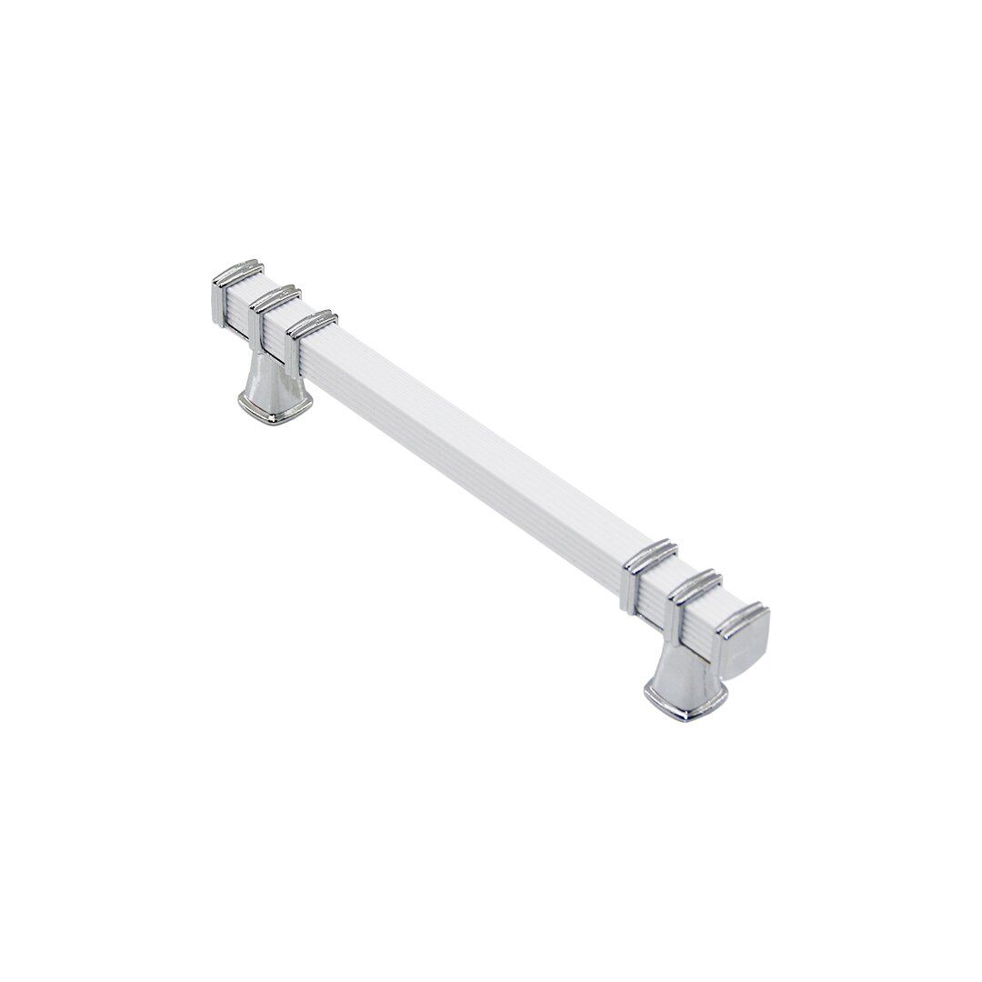 İBİCO-967 ( 12.8CM ) ( YÜZÜK KROM & KULP BEYAZ ) ( KARE ) ÇEKMECE KULP*10X5